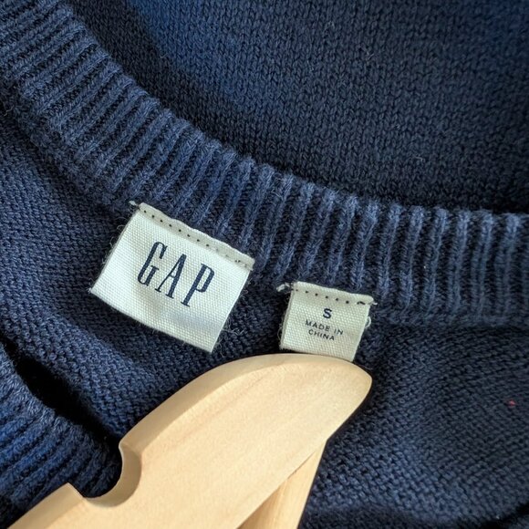Gap Navy Blue Fair Isle Crewneck Pullover Sweater Holiday Winter Women's S - Picture 4 of 7